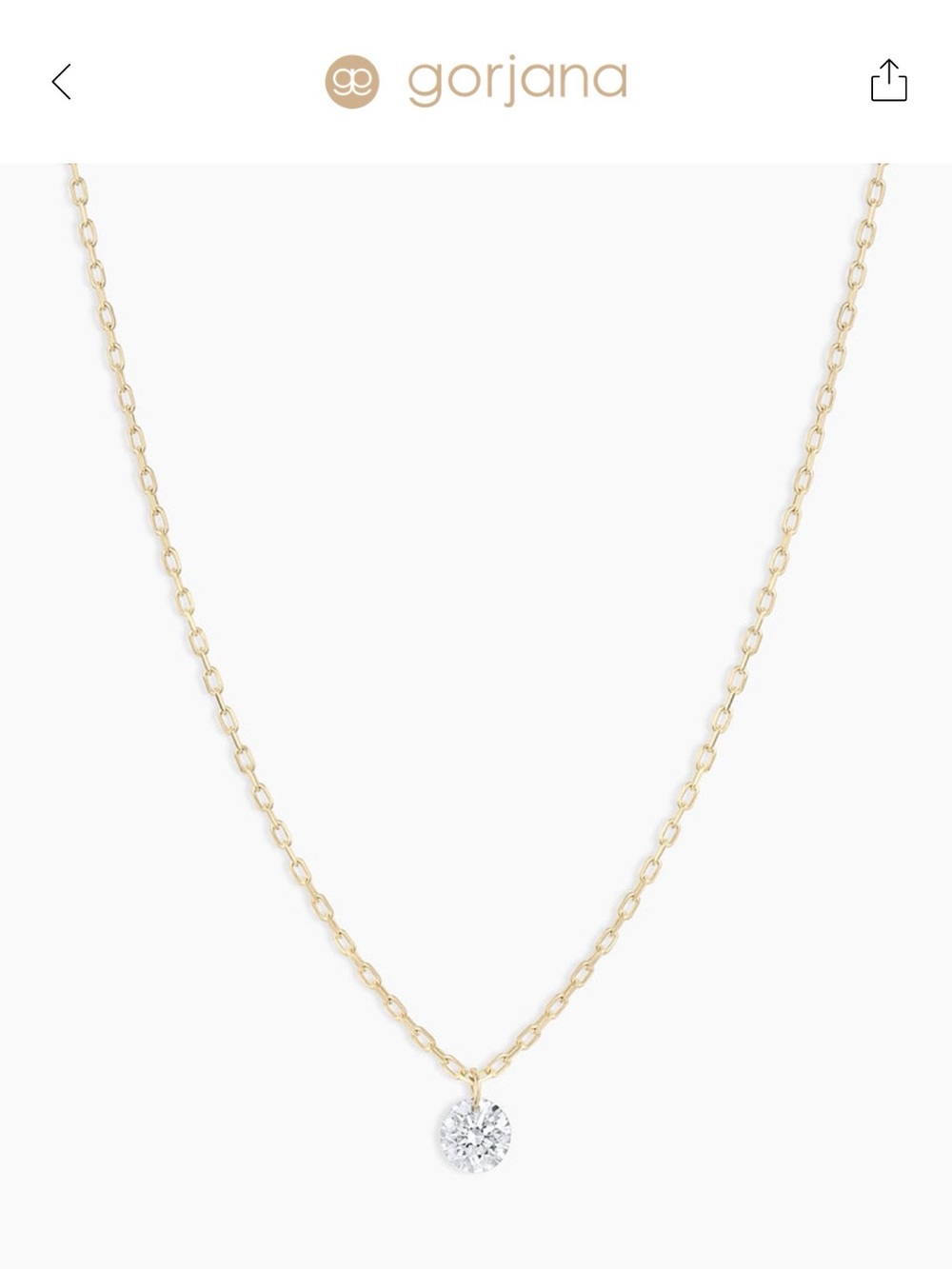 Gorjana Gold Chain Necklace with Single Clear Pendant